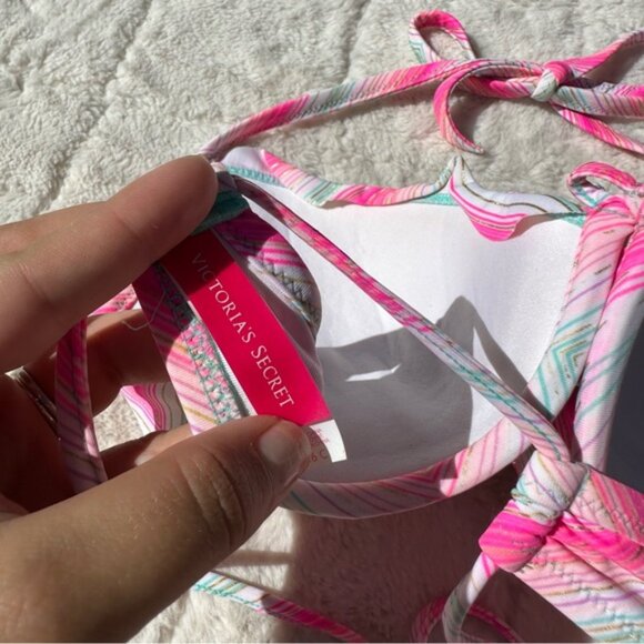 Victoria's Secret | Pink Chevron Striped Pushup Bikini Top | Size 36C - Picture 5 of 7